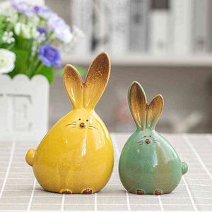 Decoratieve objecten Figurines keramische decoraties moderne minimalistische woonkamer tv-kast huis zachte decoraties lang-eared bunny decoraties home decor T220902