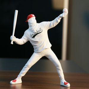 Decoratieve objecten Figurines Karakter Sculptuur Decoratie Banksy Baseball Boy Art Hoofd Wijn Kabinet Huis Woonkamer Kleine Decoraties 230816