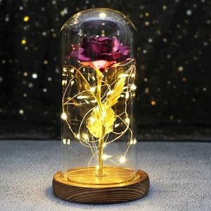 Objets décoratifs figurines charmantes lumières LED et belles femmes bêtes sauvages ornées de dômes de rose pour les mariages