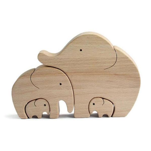 Objets décoratifs Figurines Enfants Chambre Mignon Bois Éléphant Statue Ornement pour Meubles Décor Jouet Éléphant Famille Décoration Artisanat 230608