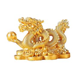 Objets décoratifs Figurines Chinois De Bon Augure Argent Dragon Statuette Résine Sculpture Feng Shui Décoration Maison Salon Chambre Bureau 231214