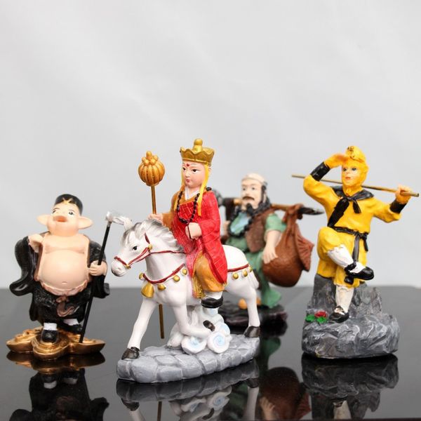 Objets Décoratifs Figurines Chinois Classique Voyage À L'ouest Tang Moine Soleil Wukong Cochon Bajie Sha Roi Singe Résine Artisanat Décoration Cadeaux Créatifs 230804