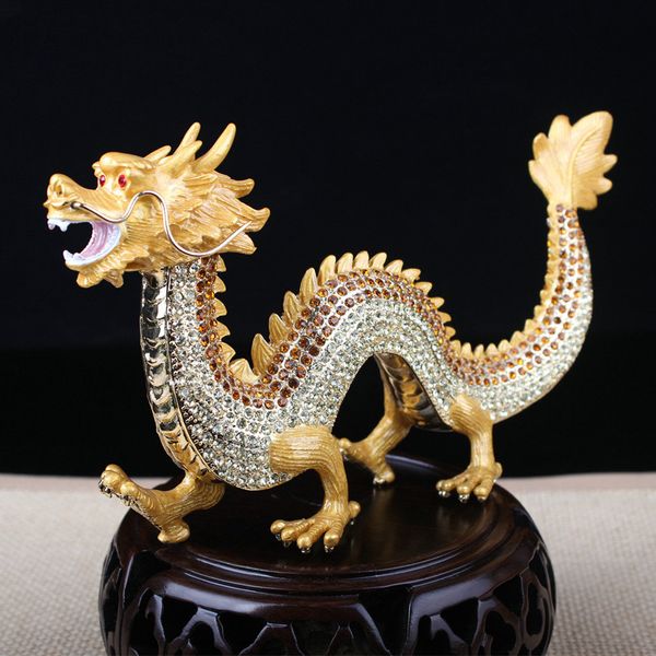 Objets décoratifs Figurines Ornements de dragon chinois peinture de couleur artisanale incrustée de diamants à la maison et à la décoration de bureau Souvenir Collectez des cadeaux 230817