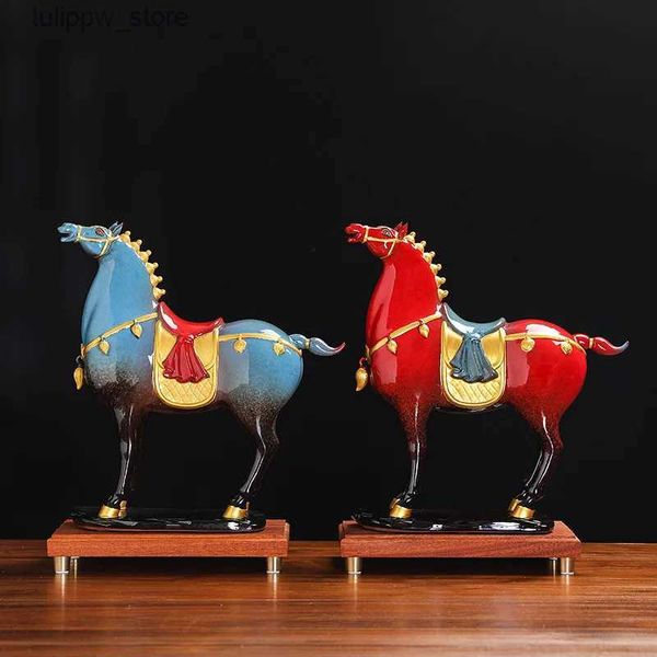 Objetos Decorativos Figuritas Chino Retro Porcelana Caballo Artificial Animal Escultura Cerámica Artesanía General Caballo Decorativo Figuras Decoración del Hogar