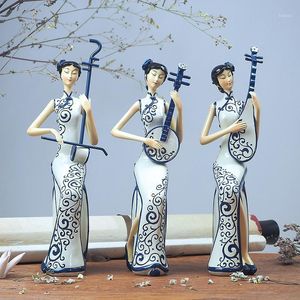 Decoratieve objecten beeldjes Chinese stijl Cheongsam, Erhu, Pipa, Muziekinstrument, Dames Ornamenten, Woonkamer TV Cabinet Porch Decor