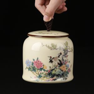 Objets décoratifs Figurines Chinois Vintage Céramique Thé Caddy Multifonctionnel Pot De Rangement En Porcelaine Scellé Pot Ensemble Récipient De Cuisine Boîtes De Conserve 230901