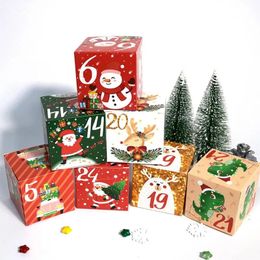 Decoratieve voorwerpen Beeldjes Kerst Adventskalender Dozen 24 Dagen DIY Adventskalender Dozen Papier Advent Countdown Geschenkdozen Kerst Woondecoratie 231013