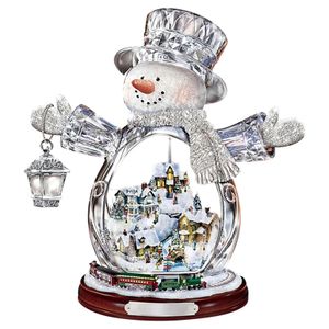 Objets décoratifs Figurines Arbre de cristal de Noël Père Noël Bonhomme de neige Rotation Sculpture Fenêtre Coller Autocollant Hiver Année Fête Décoration de la maison 20x30 cm 231114