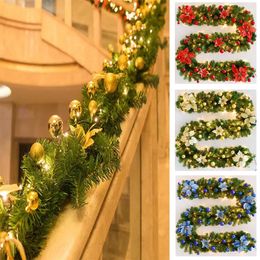 Objets décoratifs Figurines Décoration de Noël Chaîne lumineuse LED 2,7 m Fleur artificielle Guirlande de vigne verte Année Maison Fournitures de fête de mariage 231115