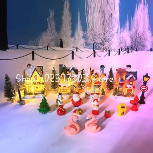 Decoratieve objecten beeldjes Kerstmis lichtgevend klein huis ornament creatief 18-delige set dorp Europese sneeuwdecoratie cadeau 230829