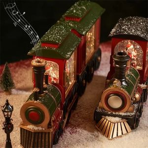 Decoratieve objecten Beeldjes Kerstmuziekdoos Trein Verlichte sneeuwbol Lantaarn Werkt op batterijen Kerstman Sneeuwpop LED Waterglitter 231017