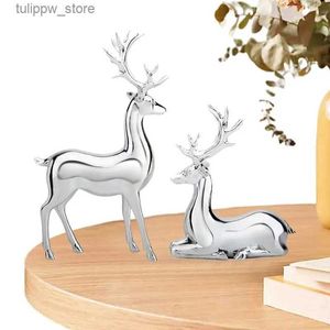 Decoratieve Objecten Beeldjes Kerst Rendier Kunst Beeldje Vintage Handwerk Thuis Ornament Gegalvaniseerde Zilveren Rendier Standbeeld Decor Voor Woonkamer