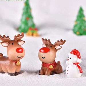 Objets décoratifs Figurines de Noël en résine d'élan Père Noël Ornements Joyeux Noël Décoration pour la maison Figurines Miniatures Année Noël Boîte Décor 230925