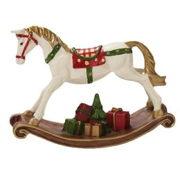 Objets décoratifs Figurines de noël cheval à bascule ornements couleur peinte résine Figurine décorations de Table cadeaux 231130
