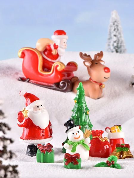 Objets décoratifs Figurines Noël Bonhomme de neige Miniature Père Noël Poupées Fée Jardin Miniatures Figurines Accessoires Terrarium Décoration 231017