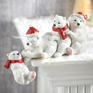 Decoratieve objecten Figurines Kerstmis witte beer helpen hand sculptuur tafel decoratie vakantie Xmas Navidad Natal Year ornamenten 230314
