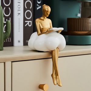 Objets décoratifs Figurines Nuage Fille Sculpture Art Abstrait Figure Statue Moderne Table Décoration Maison Luxe Chambre Design Figurine Artisanat 230926