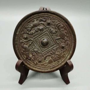 Objets décoratifs Figurines Collectez le bronze chinois Ancient Four God Beast Exorcise Evil Spirits Mirror 230812