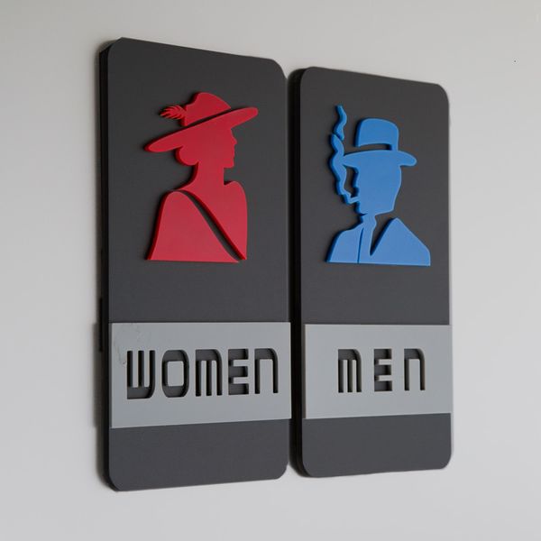 Objets décoratifs Figurines Couleur Hommes et Femmes Toilette Porte Signe Diversité Acrylique Numéro Signalisation Plaque Wc Sticker Mural Plaque D'indication Signes De Salle De Bains 230613