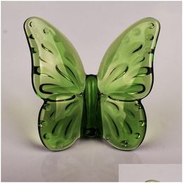 Objets décoratifs Figurines Glaze coloré Crystal Butterfly Ornements Home Decoration Craft Fêtes Cadeaux de fête Mariposas DeCors Roo Dhtbm