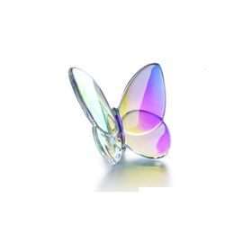 Objets décoratifs Figurines Coloré Glaze Crystal Butterfly Ornements Décoration de la maison Artisanat Cadeaux de fête de vacances 230530 Drop Deli Dhgz6