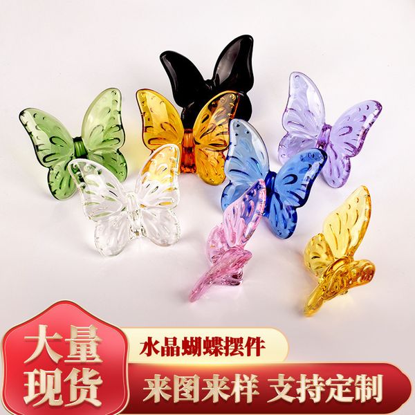 Objets décoratifs Figurines glaçure colorée cristal papillon ornements décoration de la maison artisanat cadeaux de fête de vacances Mariposas décors chambre esthétique 230905