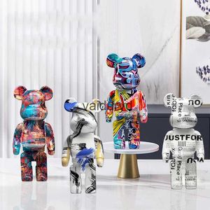 Objets décoratifs Figurines Graffiti coloré Ours Brique Figures Bearbrick Statue Violent Résine Ornement Accessoires de Bureau Salon de Luxe Decorvaiduryd