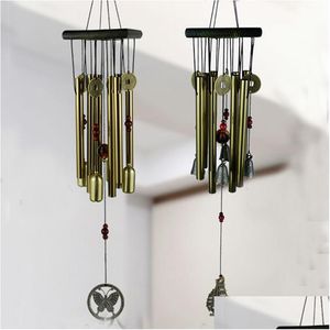 Decoratieve objecten Figurines Copper 8 Tubes Windgong hangende metalen klokken Windchime Outdoor Yard Balc DHKA6