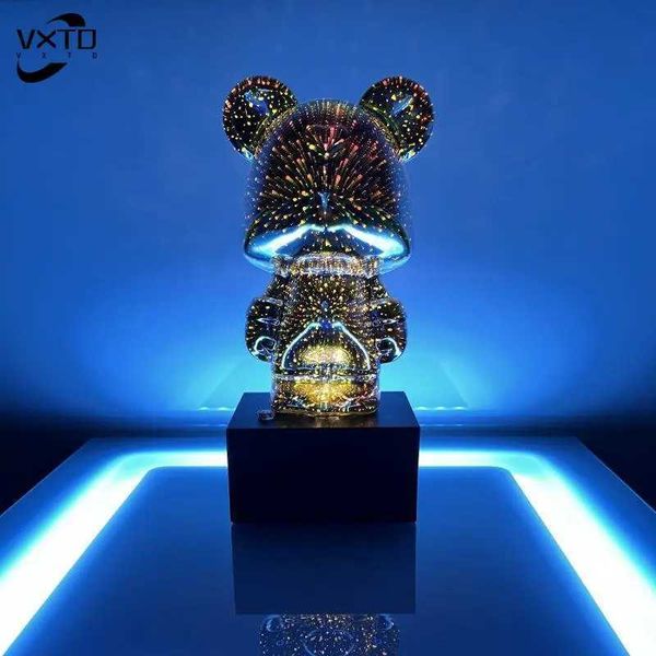 Objets décoratifs Figurines créatives 3D Glass Fireworks Bear Night Light Nordic Luxury Home Decor Room Bure