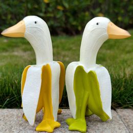 Objetos decorativos Figuritas Creativas Banana Duck Decoración Hogar Dibujos animados Escritorio Cumpleaños Regalos Fruta Animal 220928