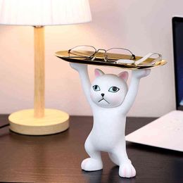 Decoratieve objecten Figurines Creative Cat Tray Ornament Meow Star People Living Room Wine Cabinet Tea Tafel Desktop Porch Key sieraden Opbergplaat Huisspeelgoed T220902