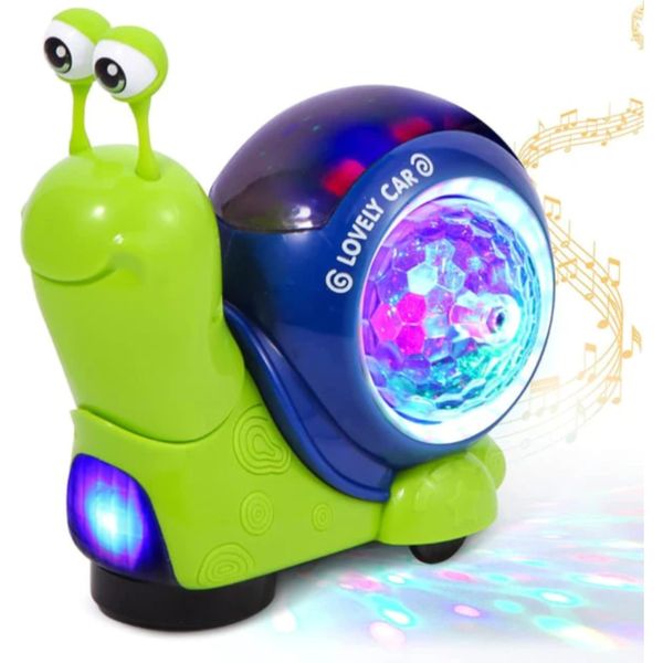 Figuras de objetos decorativos, juguetes creativos para bebés de cangrejo gateando con música y luz LED, juguete de desarrollo interactivo para niños pequeños, juguete para caminar boca abajo para bebés 230926