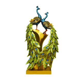 Decoratieve objecten Figurines Creative Decoration Resin Crafts Modern Living Room Peacock Open scherm Home Feng Shui Wedding Gift 230224