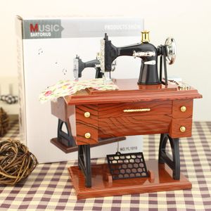 Objetos decorativos Figuras Regalos creativos Regalo de cumpleaños Cajas de música Máquina de coser Caja de música Mini Creativo Retro Costura Reloj Caja de música Regalo 230718