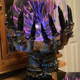 Decoratieve objecten Figurines Creative Glowing Halloween Crystal Deluxe Magic Skl Finger Plasma Ball Spooky Home Decor 220614 Drop Deli Dhvnz