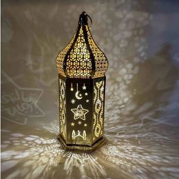 Objets décoratifs Figurines créatives hexagonales ajourées lampe à vent arabe fer Art maison artisanat ornements décoration accessoires 231027
