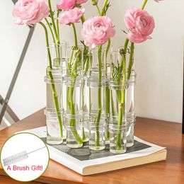 Objets décoratifs Figurines Creative Hinged Tube Vase Clear Test Tubes Flower Pot Floral Hydroponic Container for Home Desktop Wedding Dining Table Decor 230508