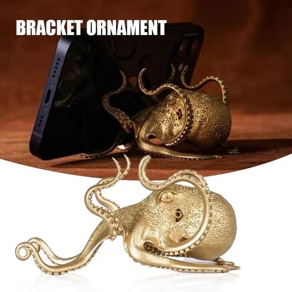 Objets décoratifs figurines Creative Octopus Phone Mobile Stand Gold Octopus Ornement décoratif Holder 230812