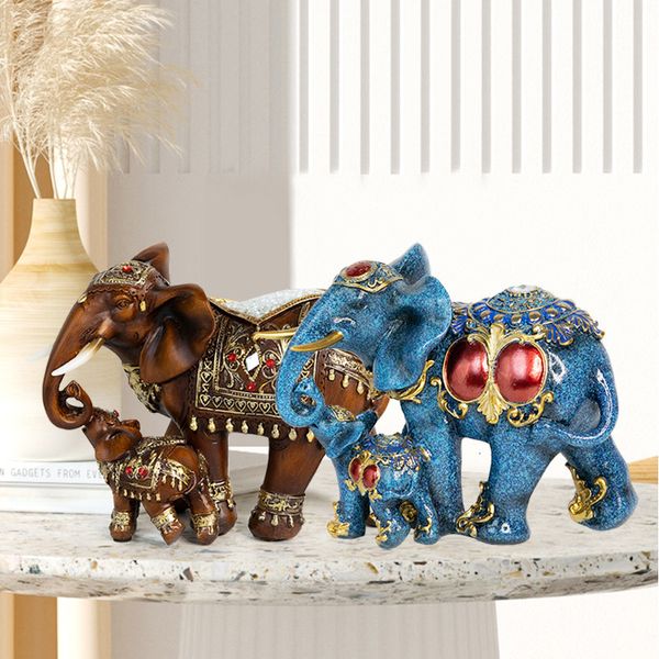 Objets décoratifs Figurines Produit créatif Éléphant Résine Émail Décoration Artisanat Home Bureau chinois Bureau TV Cabinet Office Animal Statue Sculpture 230817