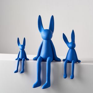 Decoratieve objecten Figurines Creatief konijnenstandbeeld Nordic Home Living Room Decoratie Kawaii Decor Desk Accessoires Miniaturen voor interieur 230307