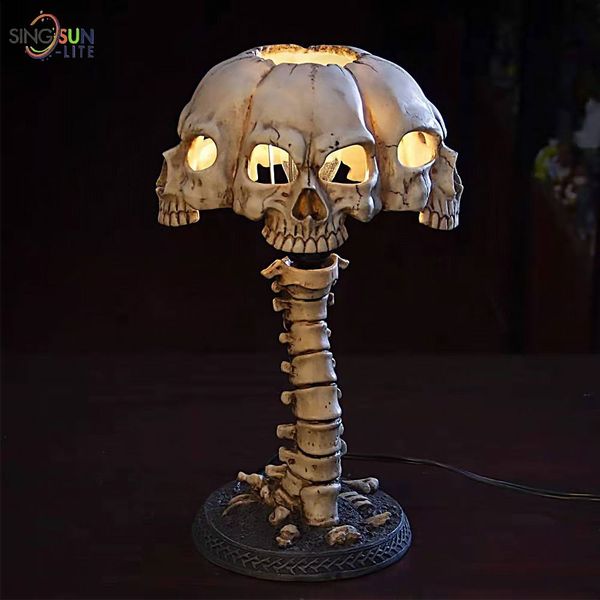 Dekorative Objekte Figuren Kreative Harz Schädel Tischlampe Leuchtendes Nachtlicht Home Office Desktop Ornament Halloween Dekoration 230901