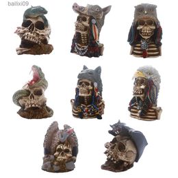 Decoratieve Objecten Beeldjes Creatieve Schedel Slang Uil Wolf Standbeeld Hars Dier Skelet Sculptuur Woondecoratie Ornament Gift Halloween Decor T230710