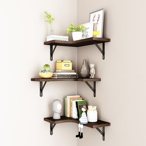 Decoratieve Objecten Beeldjes Creatieve Muur Hoekplanken Houten Opslag Plank Woonkamer Decor Display Stand Gemonteerd Home Office Frame 230615