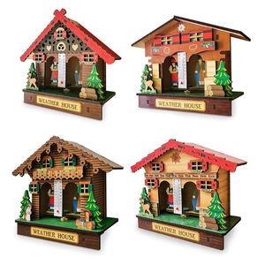 Decoratieve objecten Figurines Creatieve houten huis Barometer thermometer wand gemonteerd weer hygrometer thuisdecoratie