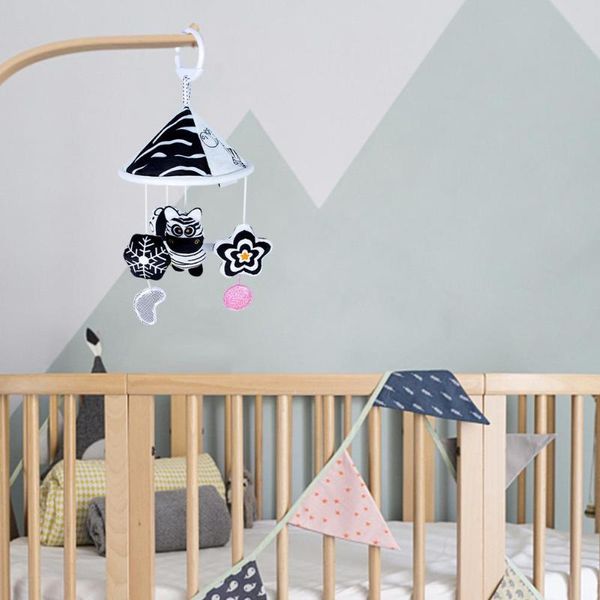 Objets décoratifs Figurines Berceau Hochet Bébé Poussette Jouets Noir Blanc Clip Sur Siège De Voiture Jouet Mignon Bébé Sensoriel Suspendu Parapluie Vent Chi