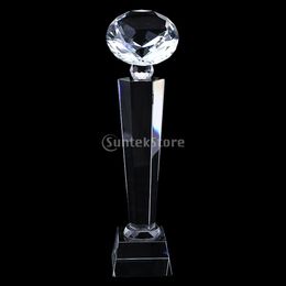 Decoratieve objecten Beeldjes Kristal Kwarts 29 cm Diamond Tops Trophy Award voor winnaar van de Soprts-wedstrijd 230830
