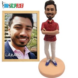 Decoratieve objecten Figurines Custom Handmade Real Man Figuur Cartoon Anime Kinderen meisjes paar huisdier sculptuur bruiloft verjaardag kerstcadeau 230419