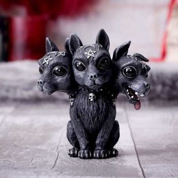 Decoratieve objecten Figurines schattig dier 3 hoofden hond standbeeld hars ambachten Halloween ornament bureau decoratie home decor accessoires 221208