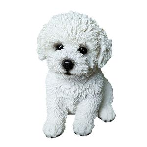 Decoratieve objecten Figurines Leuke Bichon Frise Sculpture Decoration Simulation Puppy Pet Model Modern Teddy Dog Dier Figurine Hars Crafts Slaapkamer Decor 230307