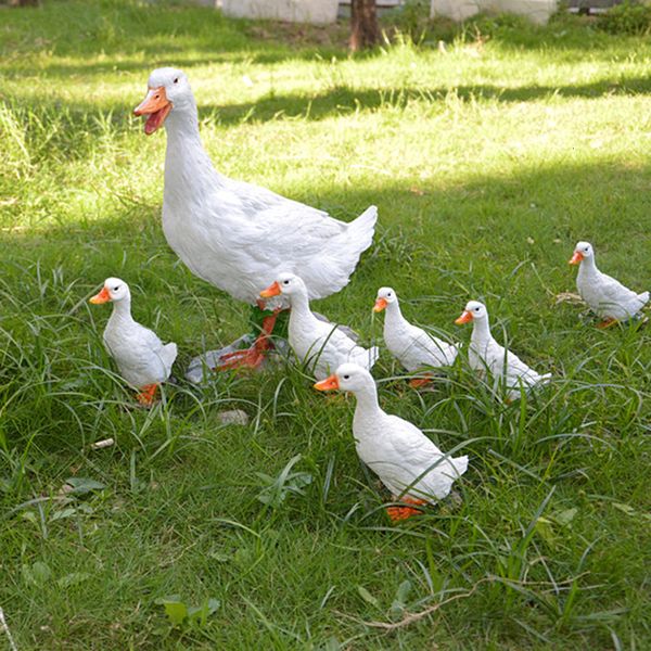 Objetos decorativos Figuras Lintas estatuas de resina de pato Patio patio trasero Decoración de pájaros Escultura de aves